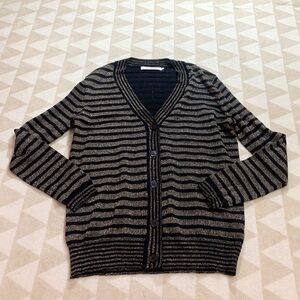 Stitches and stripes gold metallic stripe cardigan